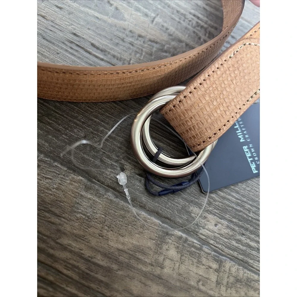 NWT PETER  MILLAR Crown Crafted Genuine Lizard Leather O-Ring Belt Size 40 $395